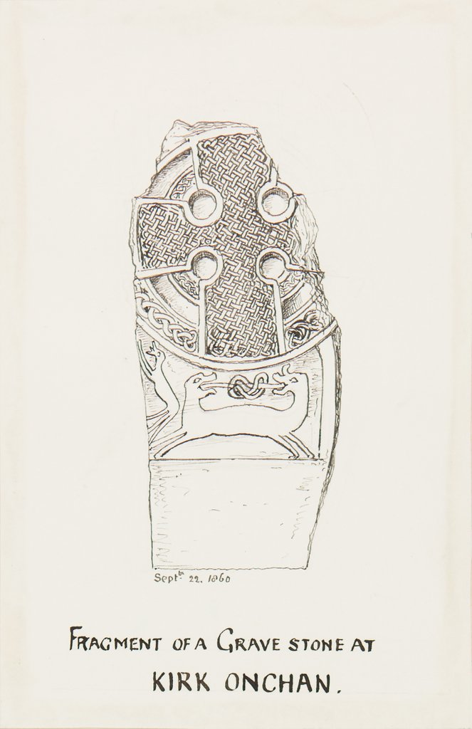 Detail of Fragment of a Grave Stone at Kirk Onchan by J. W.