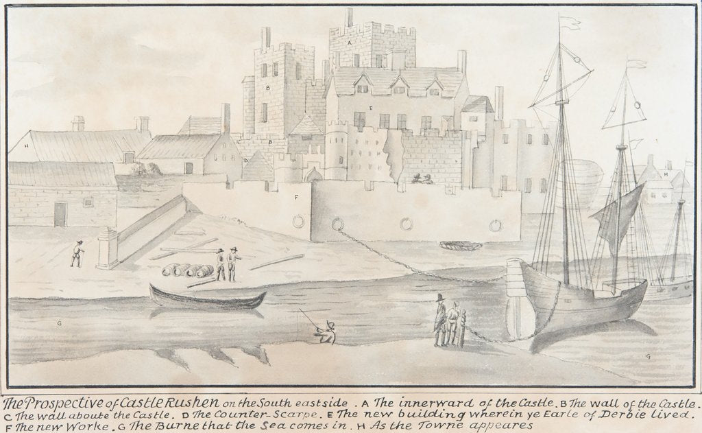 Detail of The Prospective of Castle Rushen by Daniel King