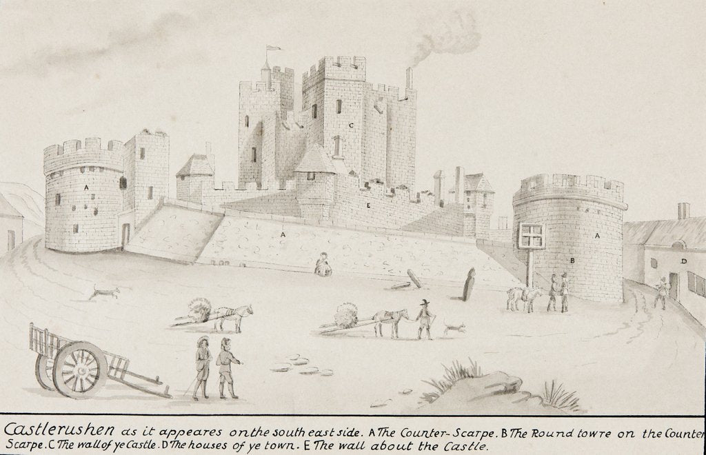 Detail of Castle Rushen as it appeares on the south east side by Daniel King