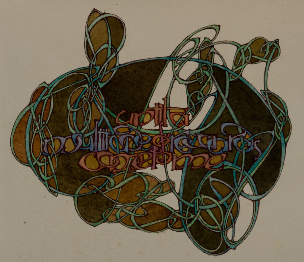 Detail of With a multitude of rewards come to me, The Deer's Cry (St Patrick's Hymn) by Archibald Knox