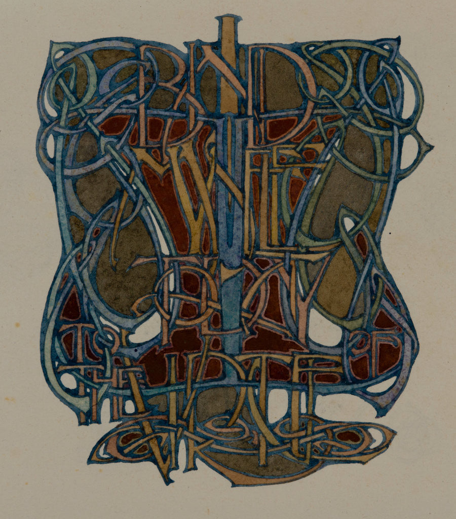 Detail of I bind myself today to the virtue of, The Deer's Cry (St Patrick's Hymn) by Archibald Knox