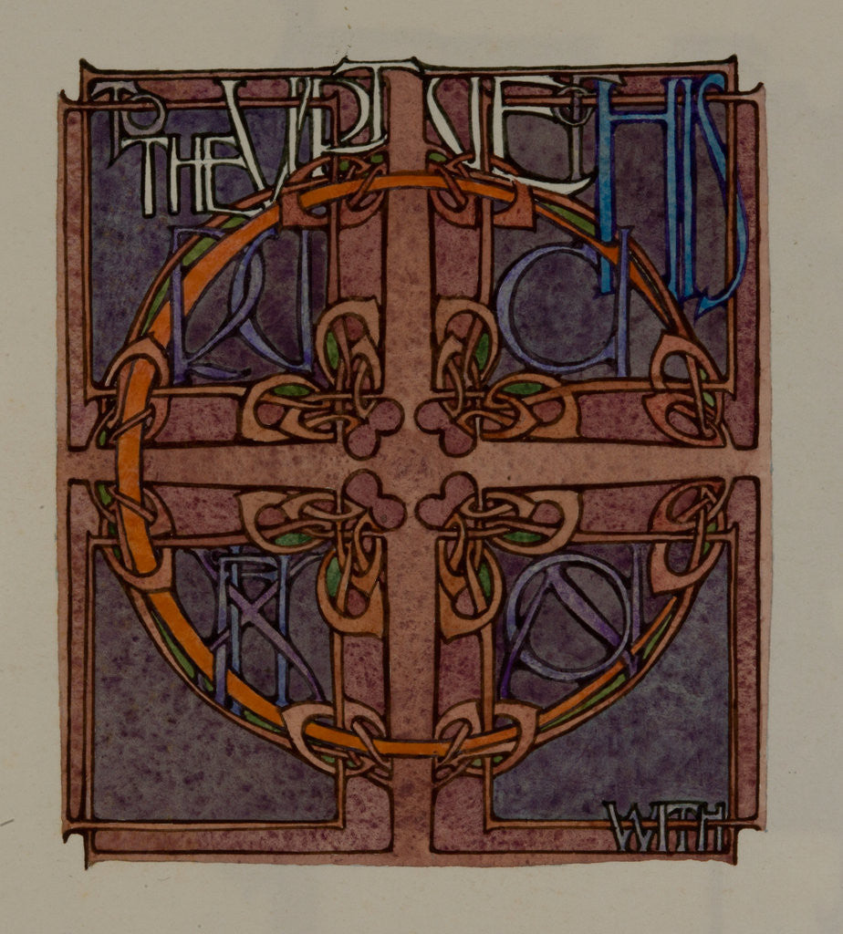 Detail of To the virtue of his Crucifixion with, The Deer's Cry (St Patrick's Hymn) by Archibald Knox
