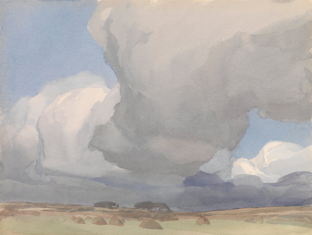 Detail of Large clouds over a harvested field by Archibald Knox
