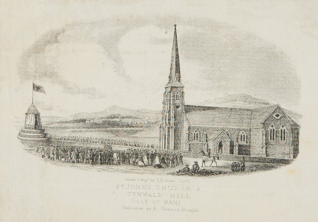 Detail of St John's Church and Tynwald Hill (Isle of Man) by J. R. Isaac