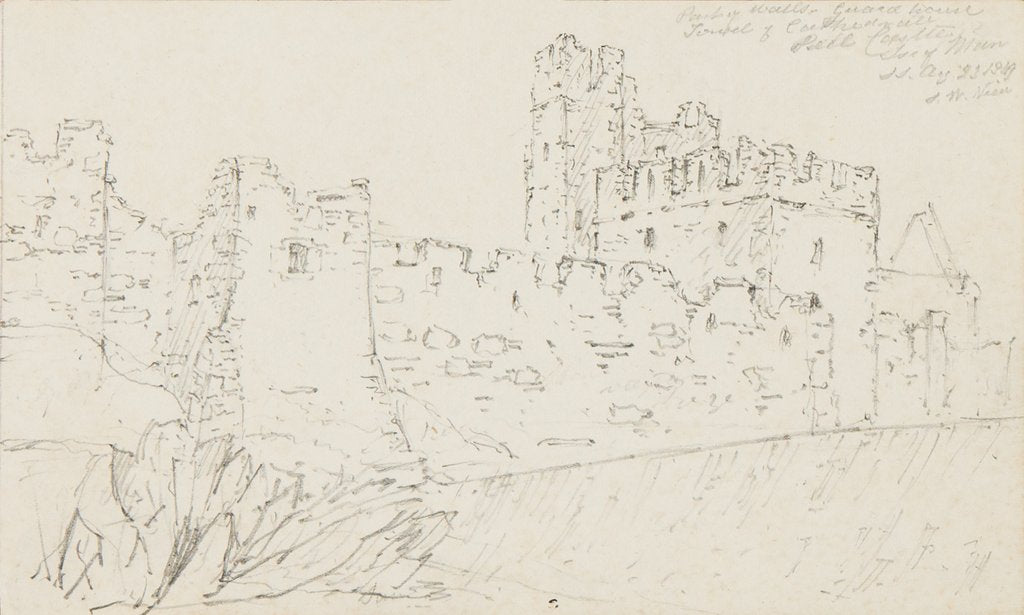 Detail of Part of Halls and Guard House, Tower and Cathedral, Isle of Man by S. Staples