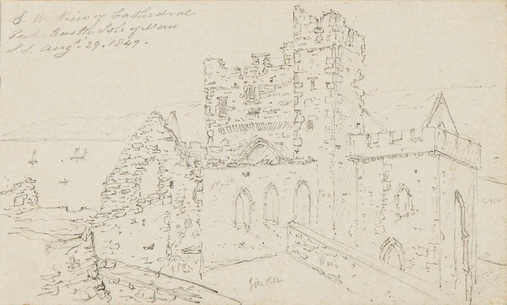 Detail of South West View of Cathedral, Peel Castle, Isle of Man by S. Staples