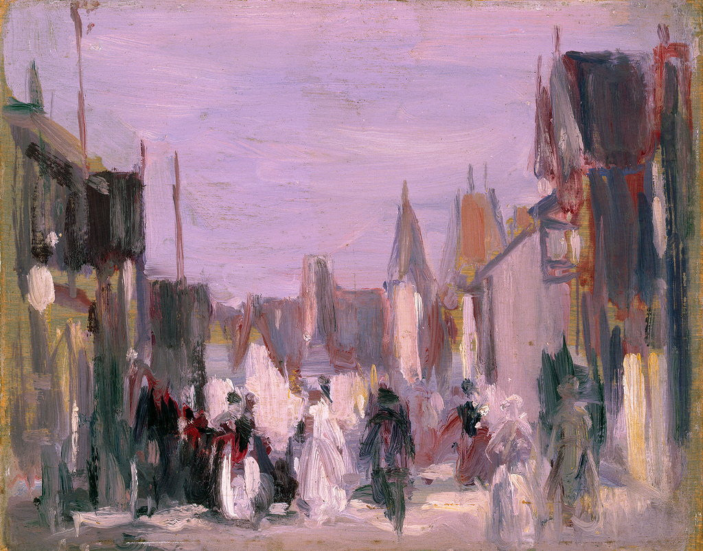 Detail of French Village with Figures by John Duncan Fergusson