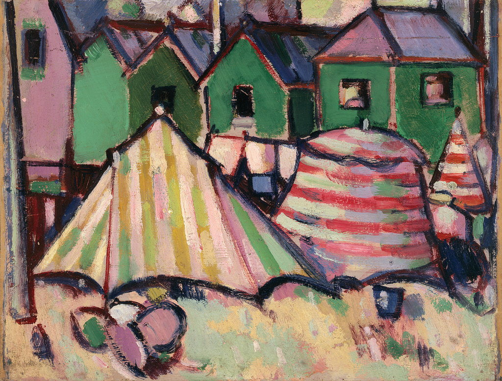Detail of Bathing Boxes and Tents at St. Palais by John Duncan Fergusson