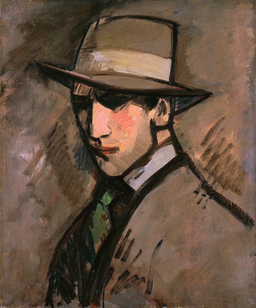 Detail of Self Portrait: The Grey Hat by John Duncan Fergusson