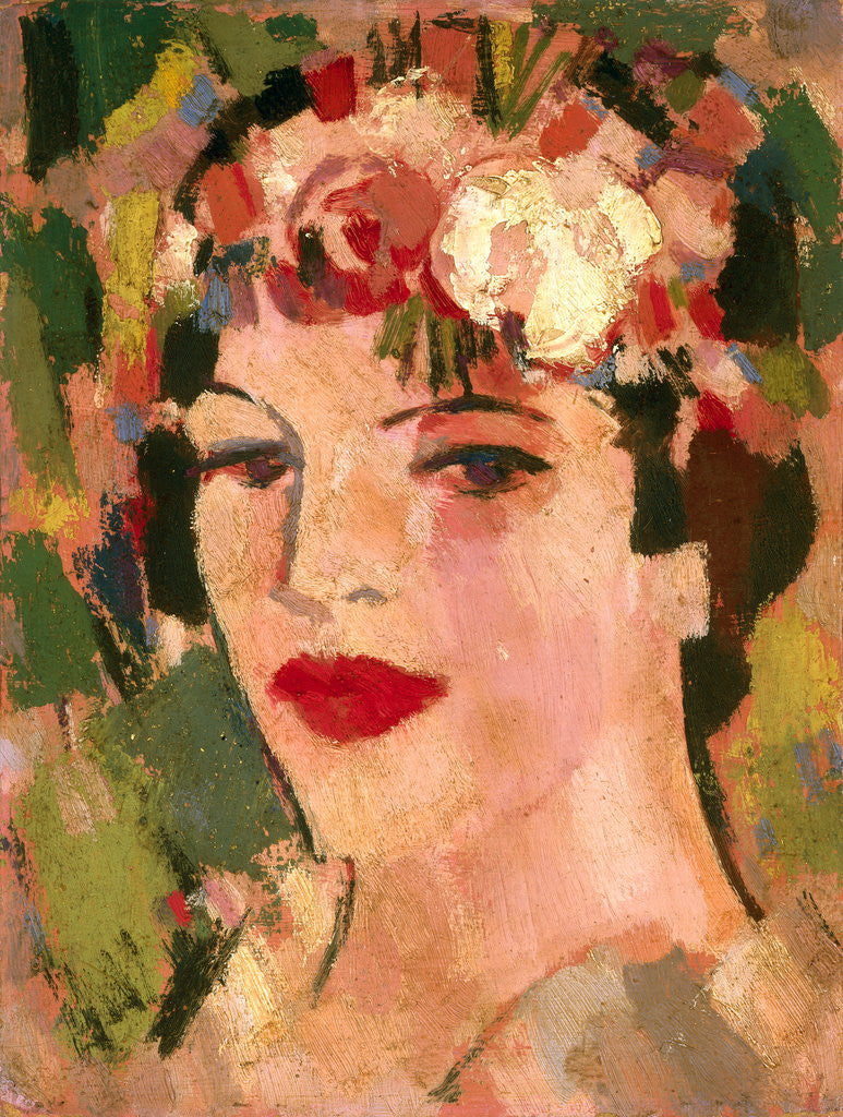 Detail of Jeu de lumière: Portrait of Eileen by John Duncan Fergusson