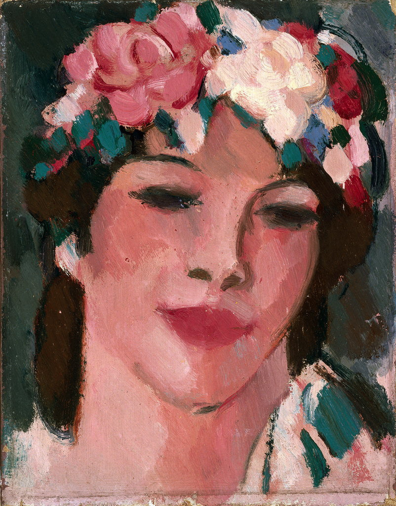 Detail of Young Woman with Flowers by John Duncan Fergusson