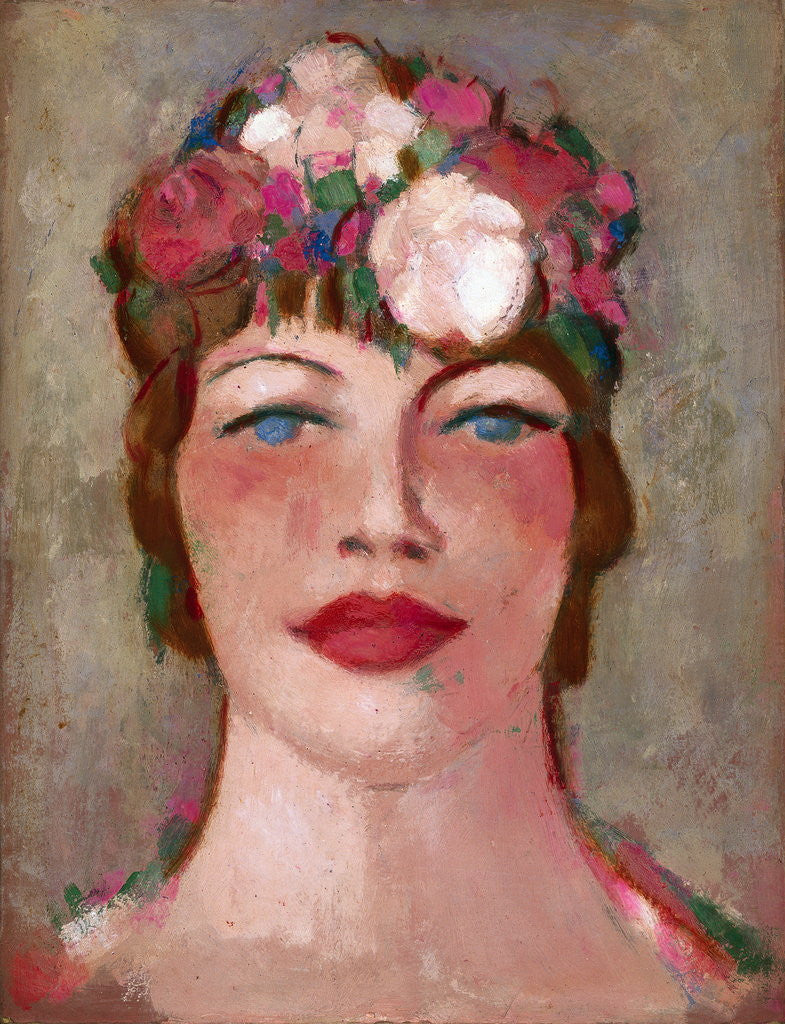 Detail of Girl in Flowered Hat by John Duncan Fergusson