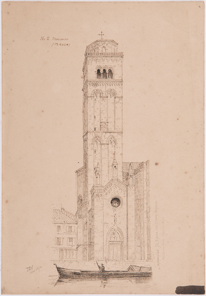 Detail of Campanile St Maria Dei Frari, Venice by John Miller Nicholson