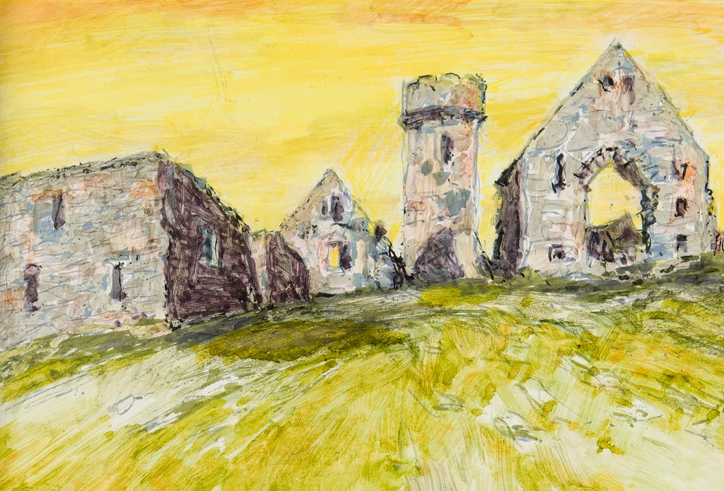 Detail of Round Tower and St Patrick's Chapel, Peel Castle by Harold H. Cresswell
