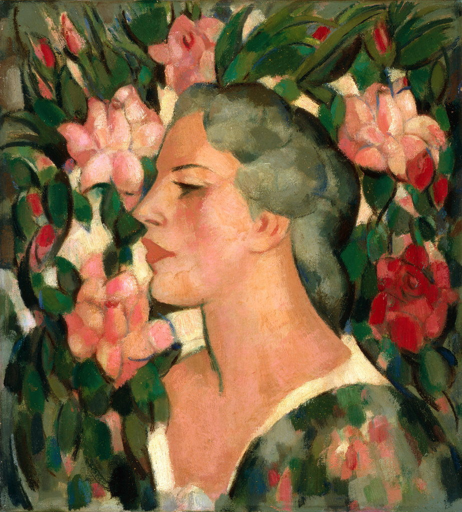 Detail of Head with Roses by John Duncan Fergusson