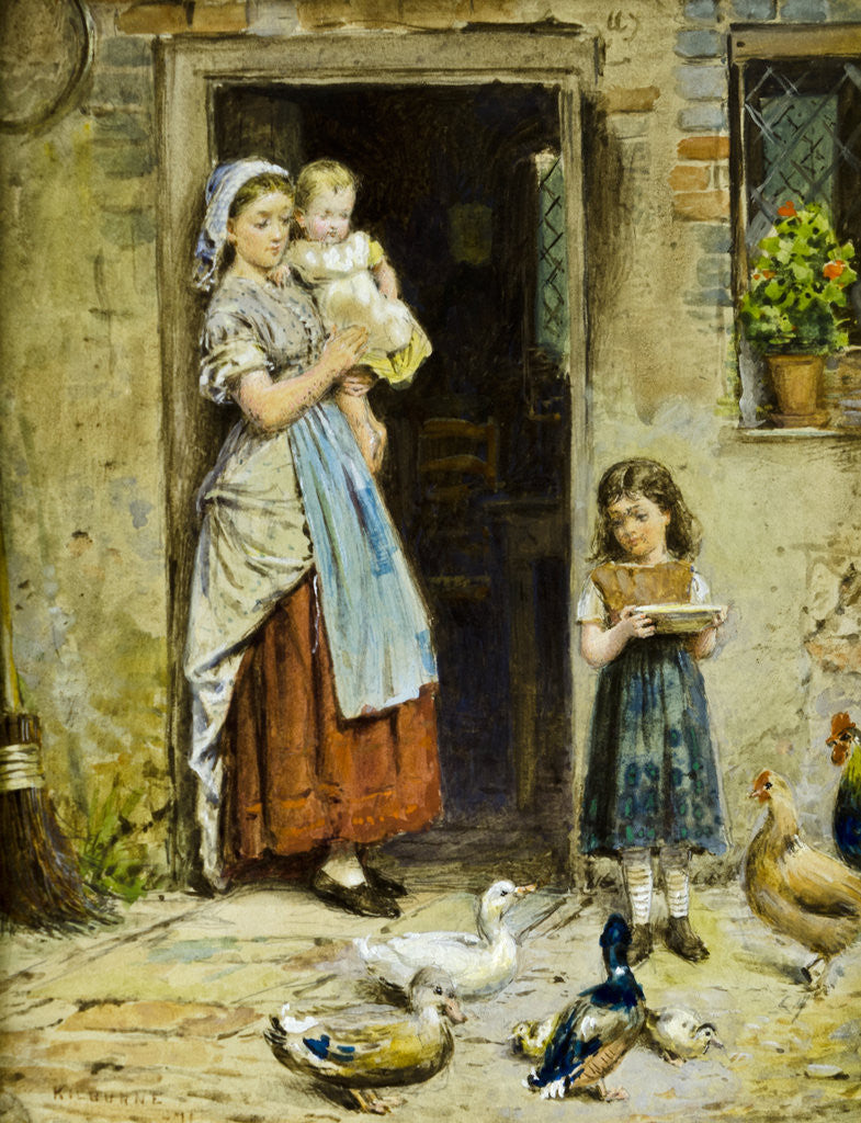 Detail of At the Cottage Door by George Goodwin Kilburne