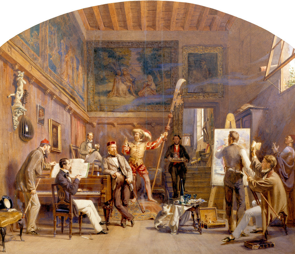 Detail of An Artist at Work in his Studio with Model and Other Figures by Carl Werner