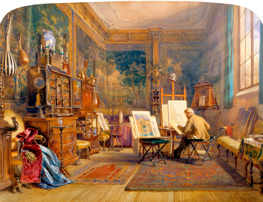 Detail of An Artist at Work in his Studio by Carl Werner