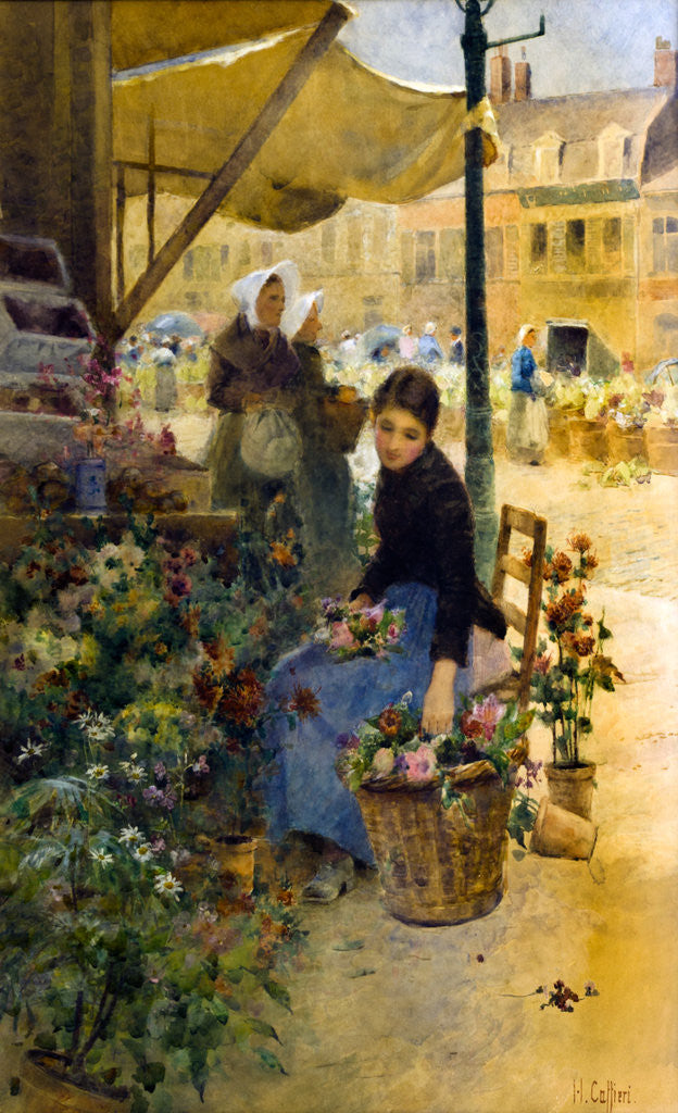 Detail of Flower Market, Boulogne by Hector Caffieri