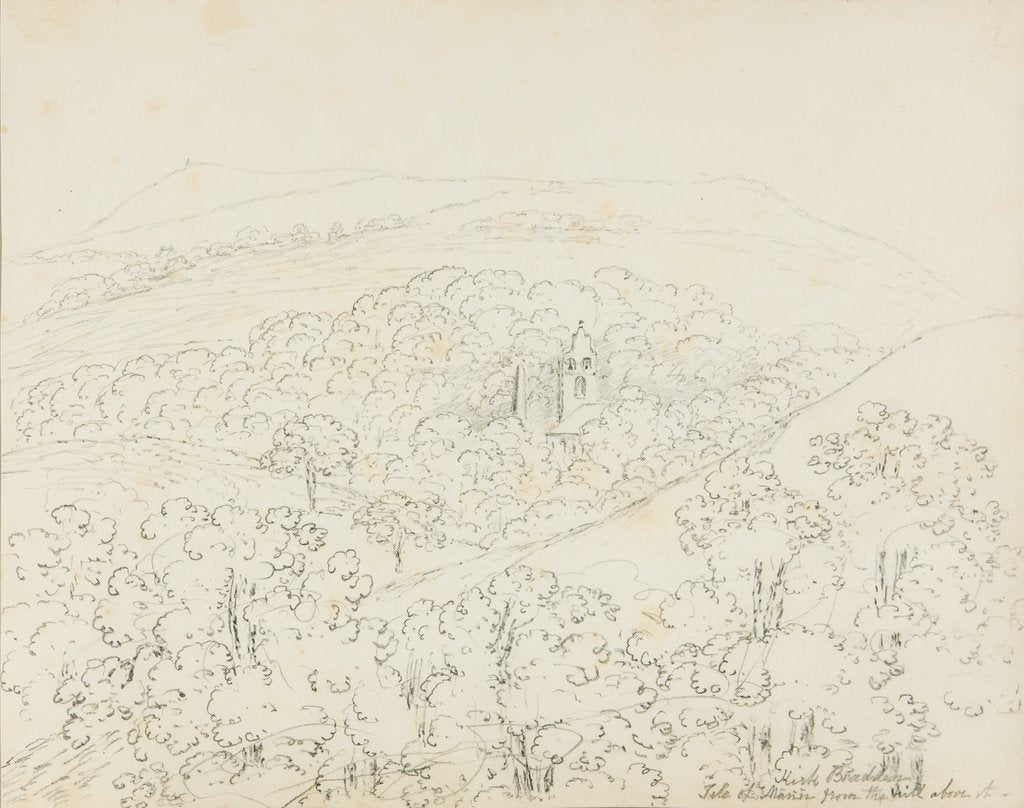 Detail of Kirk Braddan from the hill above it by Unknown