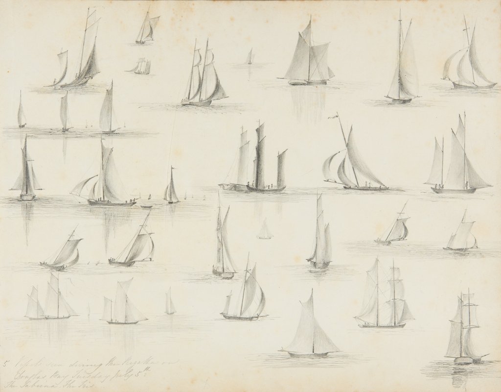 Detail of Vessels seen during the Regatta, Douglas Bay - the Tribune and the Iris by Unknown