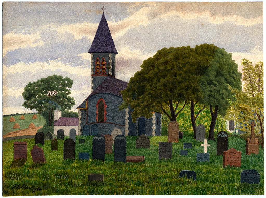 Detail of St Bridget's Church, Bride With Graveyard by Robert Evans Creer