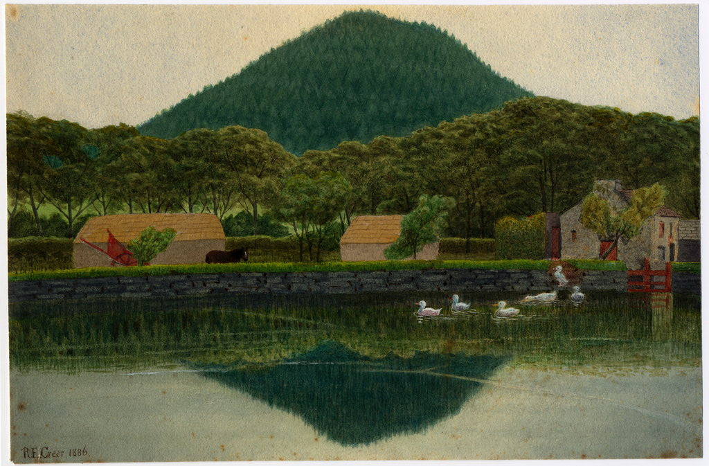 Detail of Kneale's Mill Pond and Buildings, Sky Hill by Robert Evans Creer