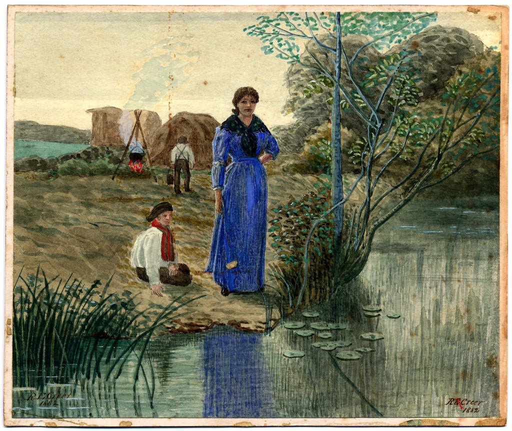 Detail of Girl in Blue Dress by Robert Evans Creer