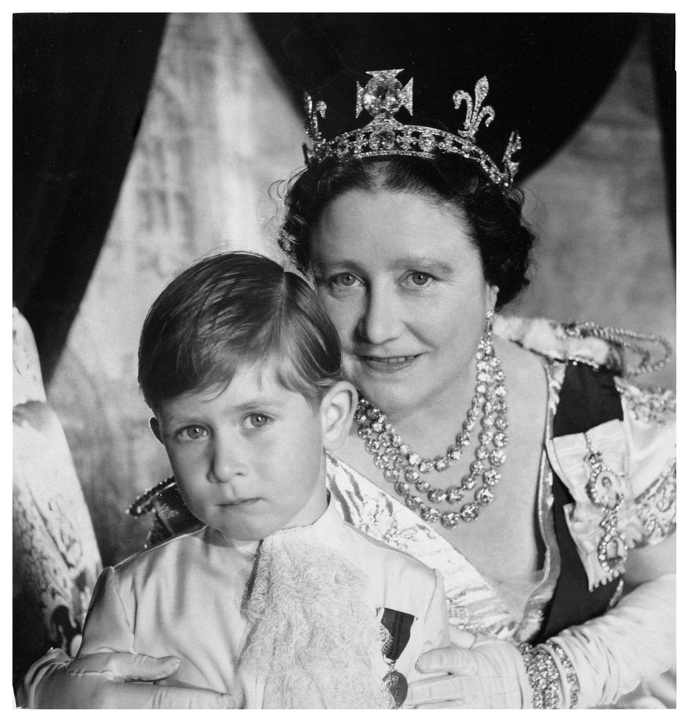 Detail of Queen Elizabeth, The Queen Mother, with Prince Charles by Cecil Beaton