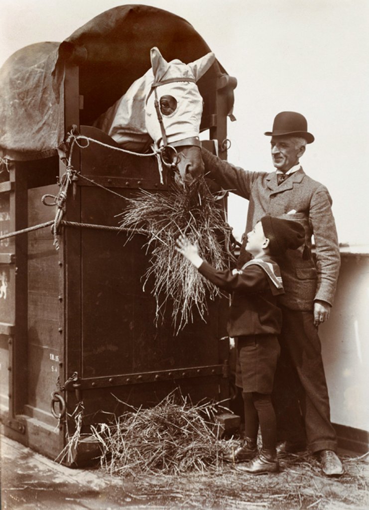 Detail of Gordon Feeding Hay to Horse by Andrew Pitcairn-Knowles
