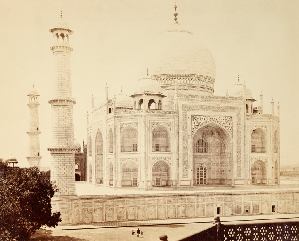 Detail of The Taj Mahal from the corner of the Quadrangle in Agra by Samuel Bourne