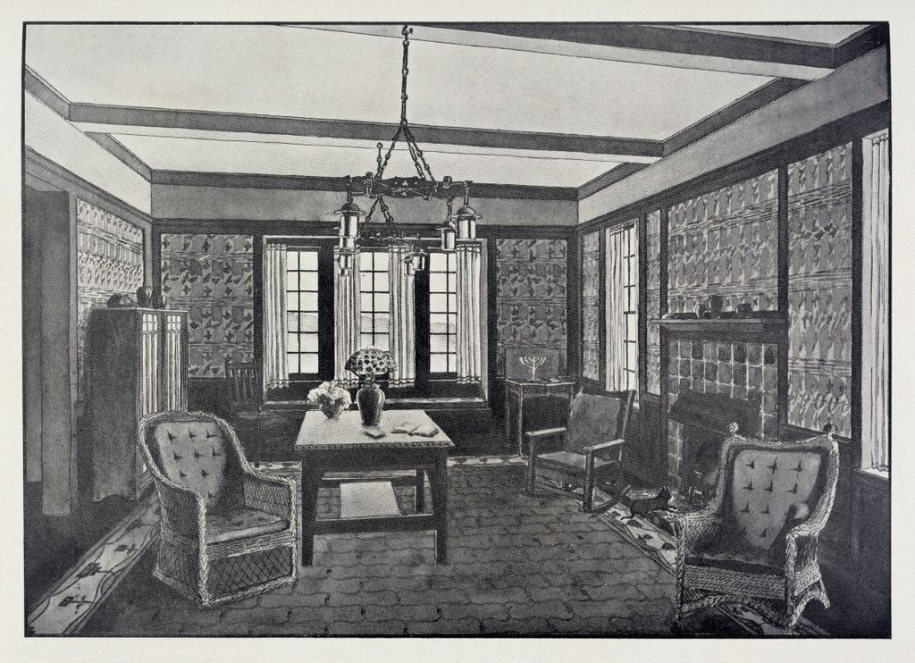 Detail of A Craftsman House depicting a living room by unknown