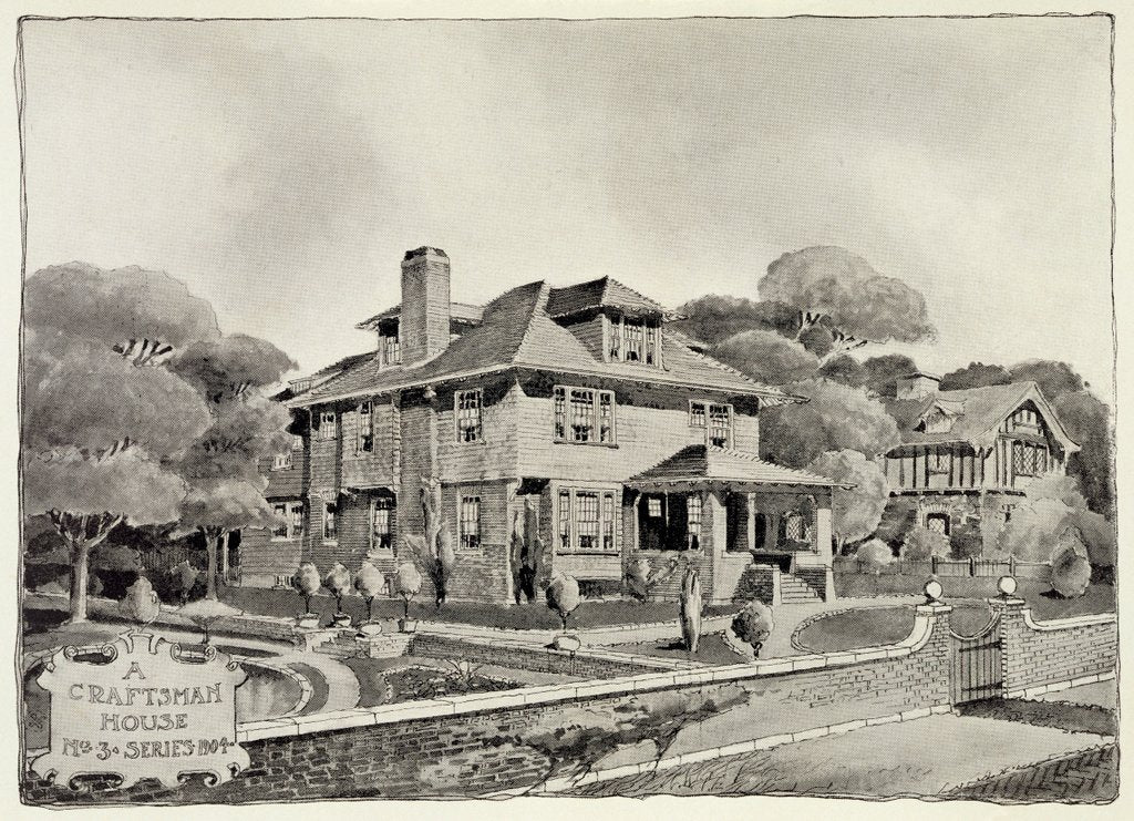 Detail of A Craftsman House depicting exterior with garden by unknown