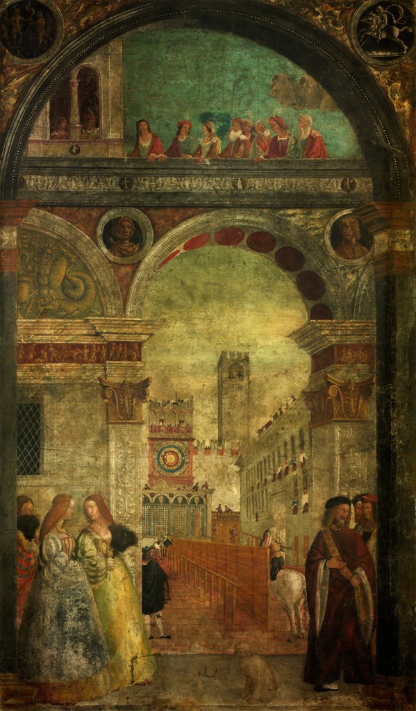 Detail of A Tournament at Brescia in the Piazza Maggiore by Floriano Ferramola