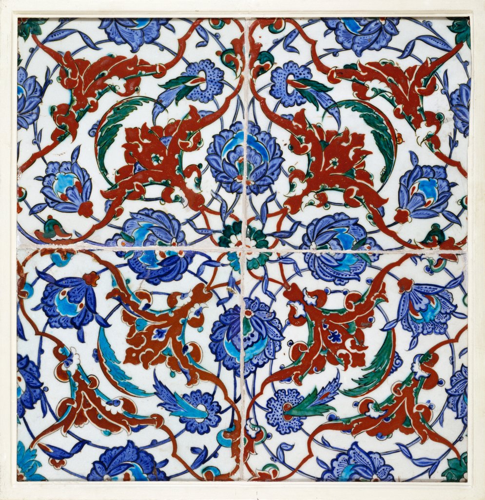 Panel of four tiles by Unknown