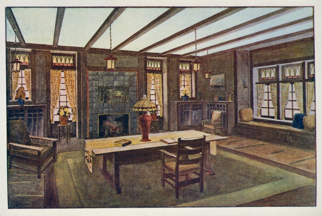 Detail of A Craftsman House depicting a living room by unknown
