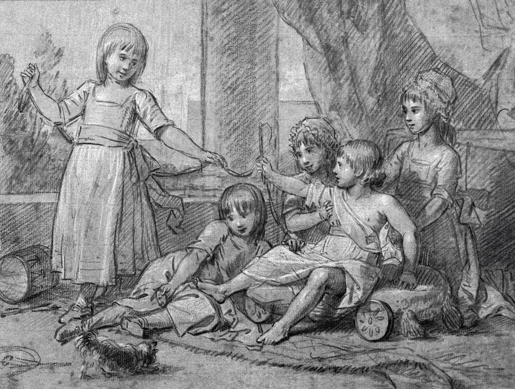 Detail of Study for a portrait of five of the children of King George III by Benjamin West