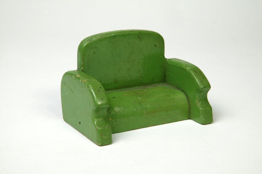 Detail of Doll's house settee by Unknown