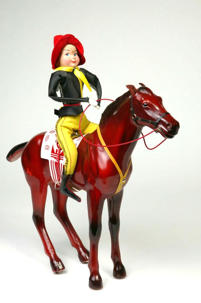 Detail of Clockwork horse and cowgirl rider by Quercetti