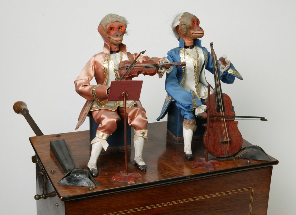 Detail of Automaton monkey musicians by Unknown