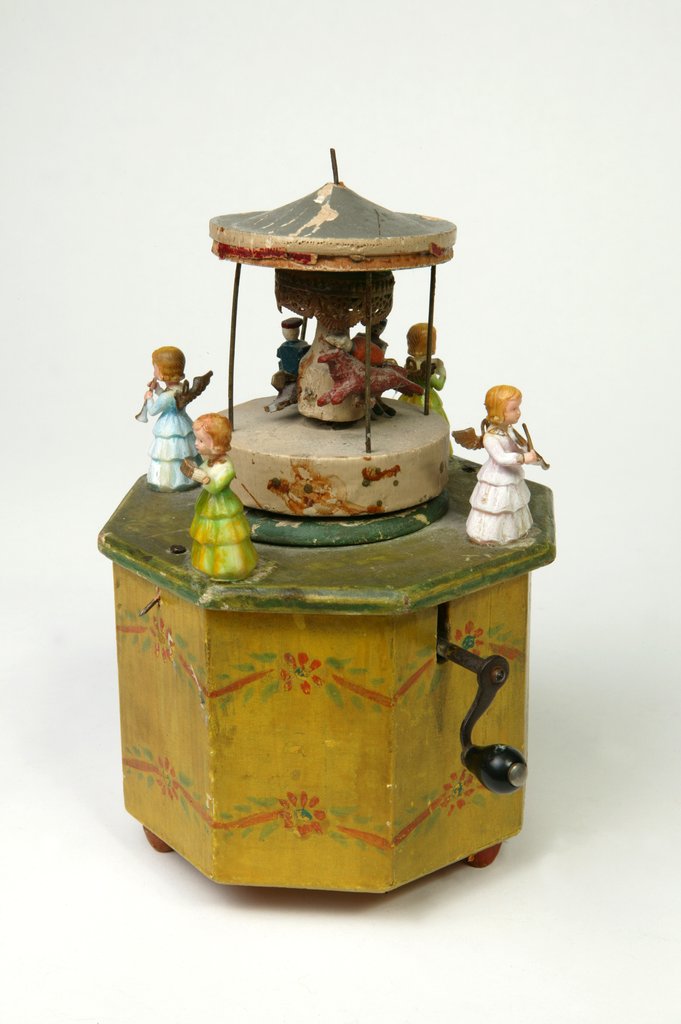 Detail of Musical box in the shape of a merry-go-round by Unknown
