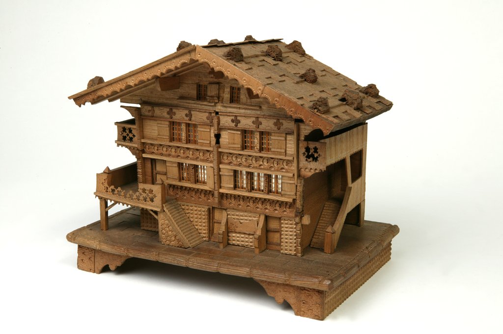 Detail of Musical box in the shape of a Swiss chalet by Unknown