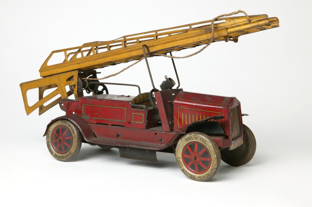 Detail of Clockwork toy fire engine by Johann Distler