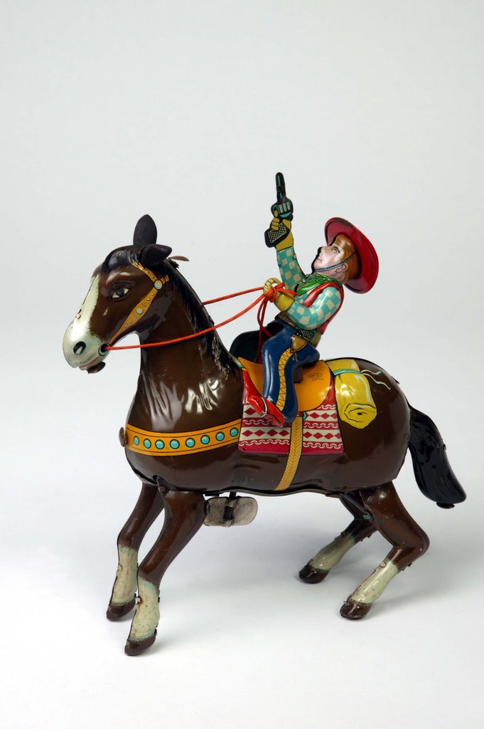 Detail of Clockwork horse and cowboy by Mansei Toys