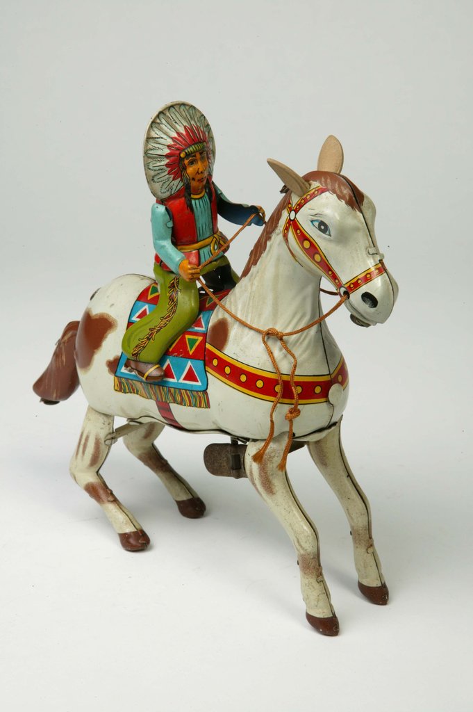 Detail of Clockwork horse and Native American rider by Mansei Toys