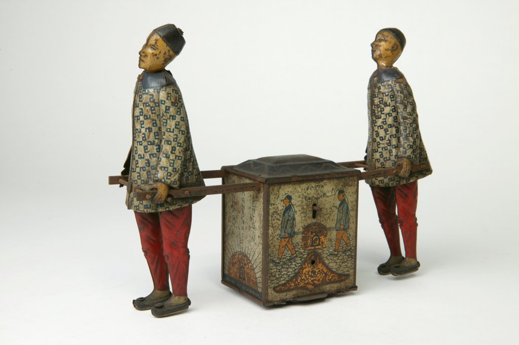 Detail of Clockwork toy of two labourer carrying a tea-chest by Ernst Paul Lehmann