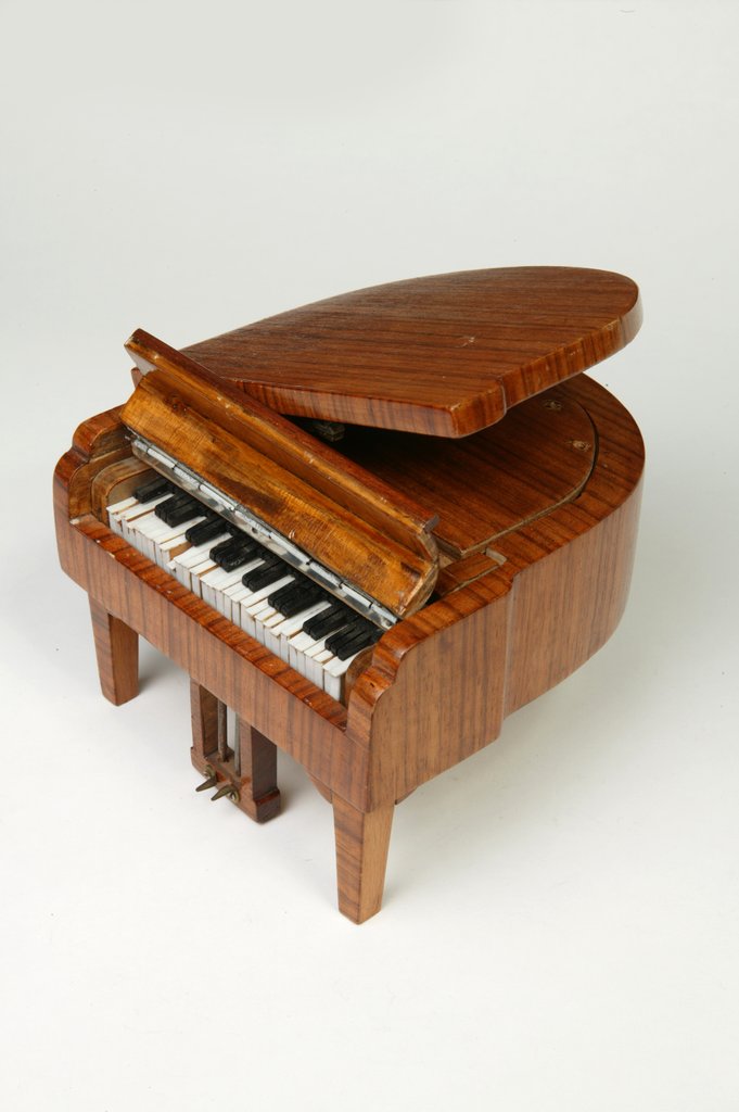 Detail of Musical box in the shape of a piano by William Sawyer