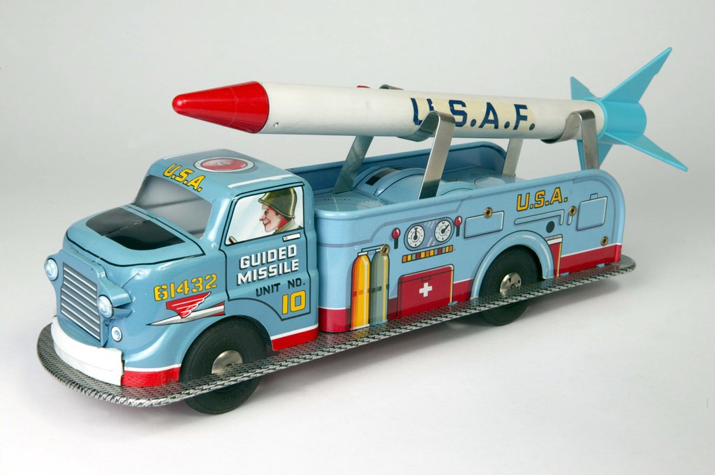 Detail of Mechanical toy rocket truck by Louis Marx & Co Ltd