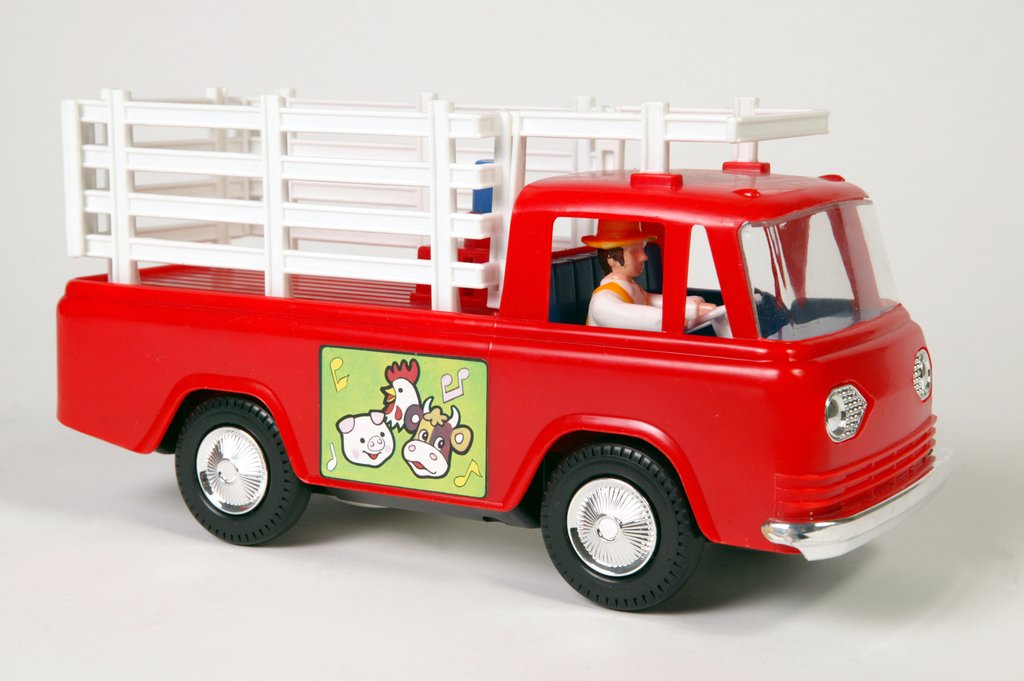 Detail of McDonald Farm toy truck by Tomy Corp
