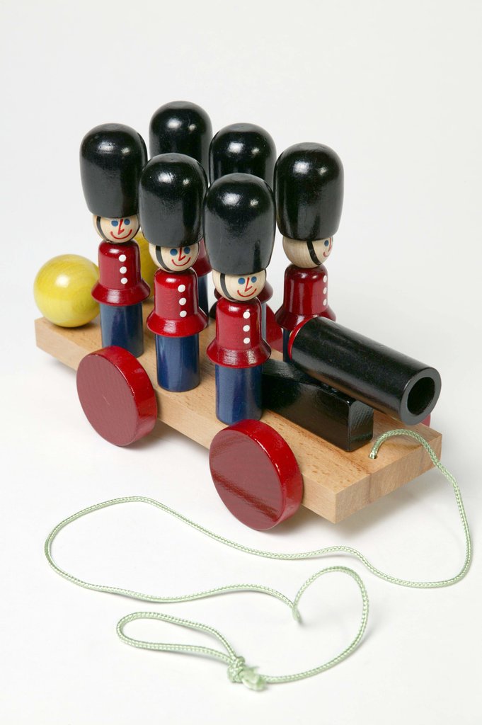 Detail of Pull along guardsmen skittle with cannon by Tofa